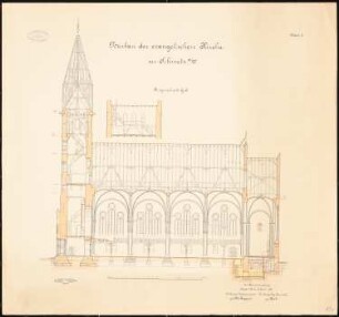 Evangelische Kirche, Schwetz: Längenschnitt 1:100