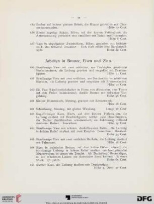Arbeiten in Bronze, Eisen und Zinn (Nr. 458-509)