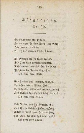 Klaggesang. Irisch.