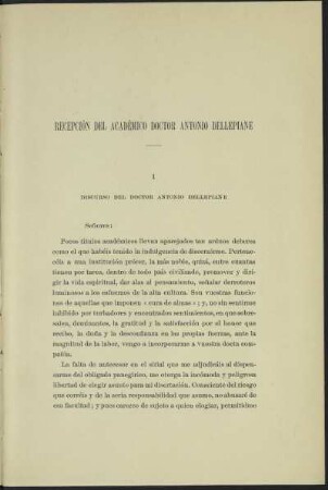I - Discurso del Doctor Antonio Dellepiane