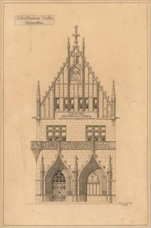 Billing, Hermann; Bretten (Baden-Württemberg), Marktplatz; Melanchthonhaus - Fassade mit Inschrift (Entwurf)