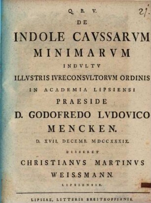 De indole caussarum minimarum