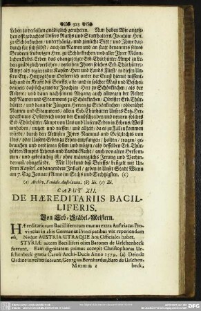Caput XII. De Haereditariis Bacilliferis