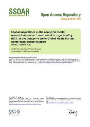 Global inequalities in the academic world: researchers under threat: session organized by BICC at the Deutsche Welle Global Media Forum; conference documentation