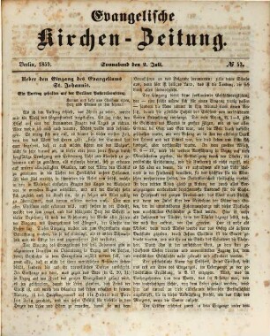 Evangelische Kirchen-Zeitung : Organ der Evangelisch-Lutherischen innerhalb der Preußischen Landeskirche, (Bekenntnistreue Gruppe), 65. 1859
