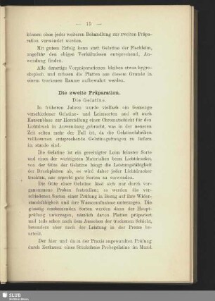 Die zweite Präparation