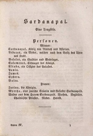 Lord Byron's sämmtliche Werke, 4. Sardanapal. Cain
