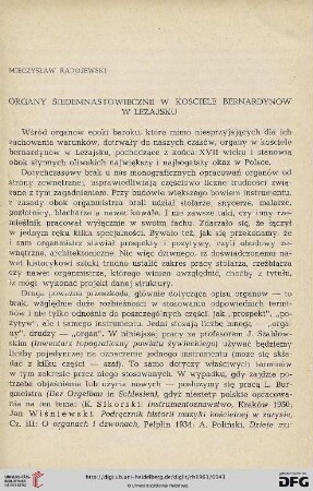 Tom 10: Organy siedemnastowieczne w kościele Bernardynów w Leżajsku
