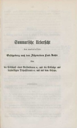 Summarische Uebersicht ...