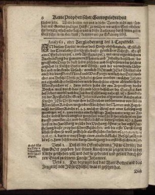 Analysis, oder Zergliederung des I. Capittels