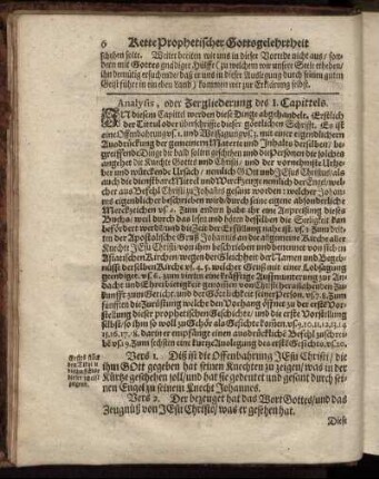 Analysis, oder Zergliederung des I. Capittels
