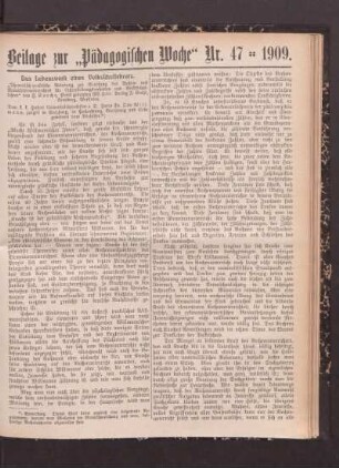 Beilage zur "Pädagogischen Woche" Nr. 47-1909
