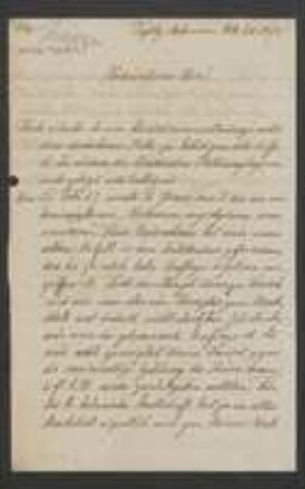 Brief von Felix von Thümen an Unbekannt