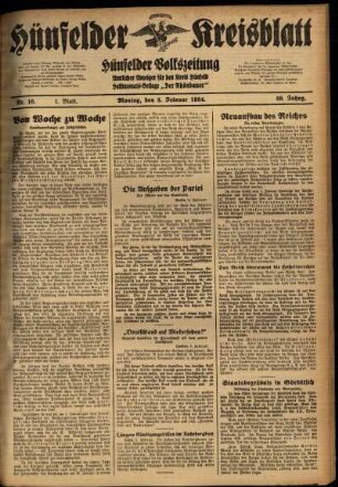 Erste Ausgabe vom Montag, den 05. Februar 1934.