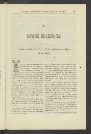 V. Division Eclesiástica.