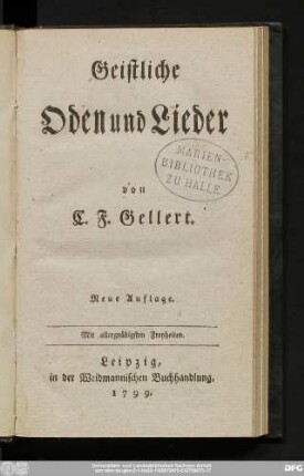 Geistliche Oden und Lieder