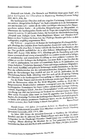 Schade, Herwarth von :: "Zur Eintracht und Wohlfahrt dieser guten Stadt", 475 Jahre Kollegium der Oberalten in Hamburg : Hamburg, Convent-Verl., 2003