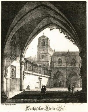 Quaglio, Domenico: Gotischer Klosterhof. 1808. Lithografie. Dresden: Kupferstich-Kabinett