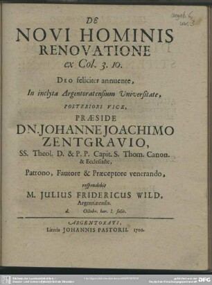 De Novo Homine Renovatione ex Col. 3. 10. ...