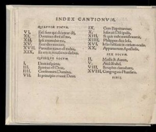 Index Cantionum