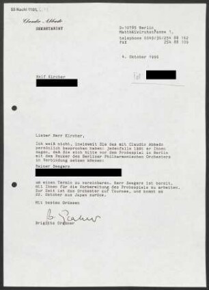 Brief an Ralf Kircher, 04.10.1996