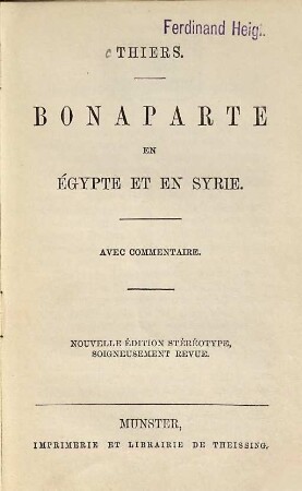 Bonaparte en Égypte et en Syrie : avec commentaire