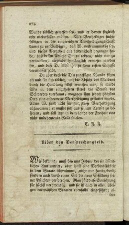 Uiber den Versprechungseid.