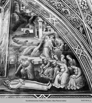 Ausmalung der Cappella della Croce : Kreuzlegende : Tod Adams