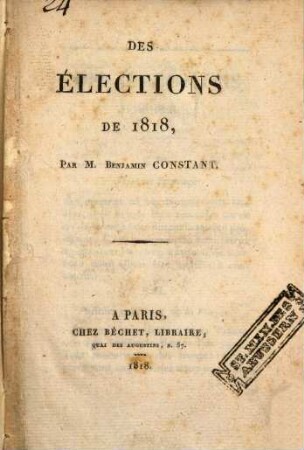 Des élections de 1818