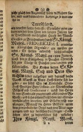 Die Raisonirende Welt über den Heutigen Staat Europae, auch Ausländische Conjuncturen und Remarquabelsten Begebenheiten so sich meistens in diesem Jahre zugetragen und ereignet haben. 1701