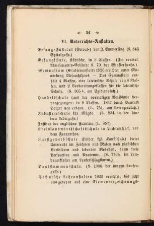 VI. Unterrichts-Anstalten.