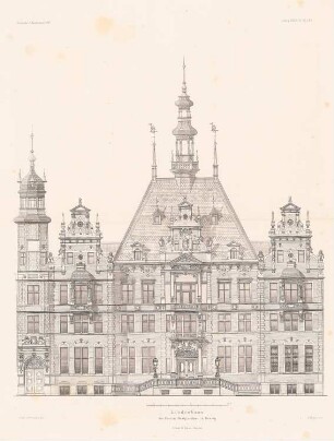 Landeshaus der Provinz Westpreußen, Danzig: Ansicht (aus: Atlas zur Zeitschrift für Bauwesen, hrsg. v. F. Endell, Jg. 37, 1887)