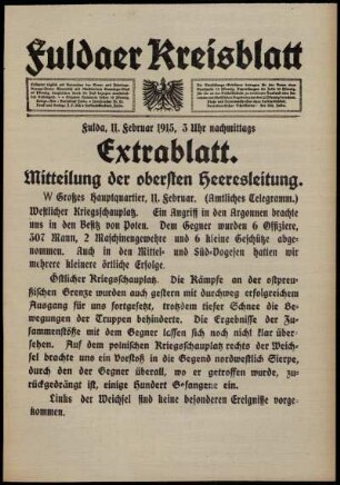 Zweite Ausgabe vom Donnerstag, den 11. Februar 1915.