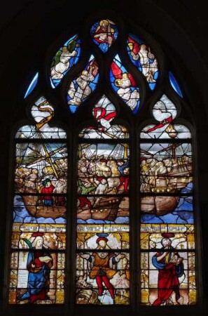 Frankreich. Haute Normandie. Seine Maritime. Villequier. Eglise. Dorfkirche. Glasfenster 16 Jahrhundert