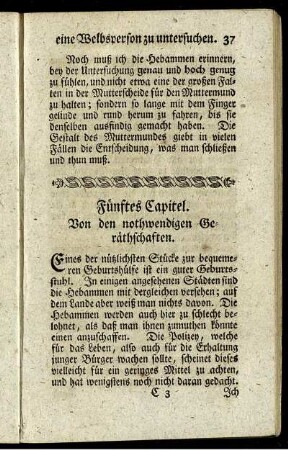 Fünftes Capitel. Von den nothwendigen Geräthschaften.