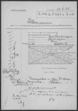 Überkingen: Visitationsbericht mit Pfarrbericht 1964