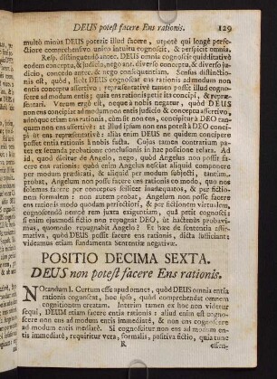 129-137, Positio Decima Sexta. Deus non potest facere Ens rationis