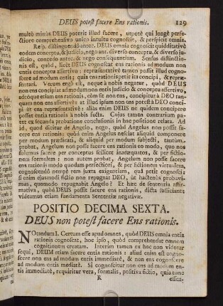 129-137, Positio Decima Sexta. Deus non potest facere Ens rationis