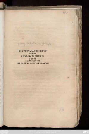 Beatorvm Angelorvm Feriis Anno Nati Christi MDCCX Proponebatvr In Paedagogio Ilfeldensi