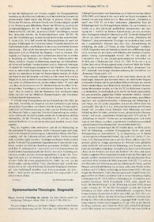 915-917 [Rezension] Bayer, Oswald, Schöpfung als Anrede