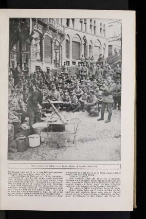 Unsere Soldaten beim Abkochen in den Straßen Lüttichs.