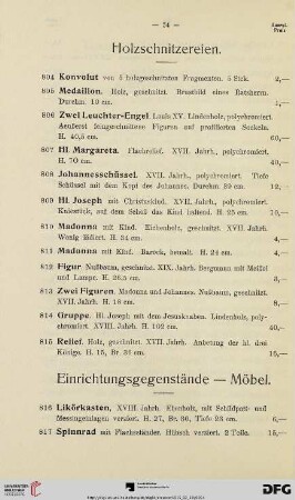 Holzschnitzereien (Nr. 804-815)