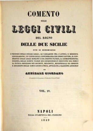 Comento sulle leggi civili del regno delle due Sicilie : ove si espongono i principi delle stesse leggi .... 4