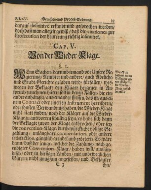 Cap. V. Von der Wieder-Klage