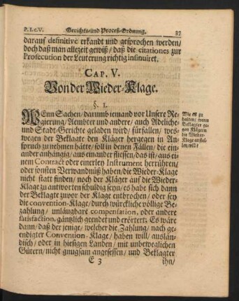 Cap. V. Von der Wieder-Klage