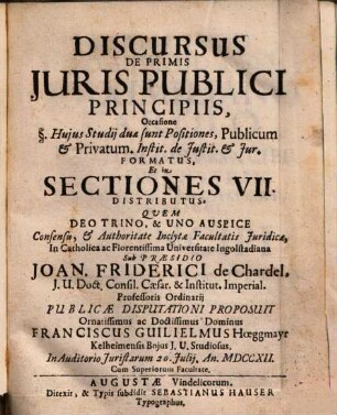 Discursus de primis iuris publici principiis