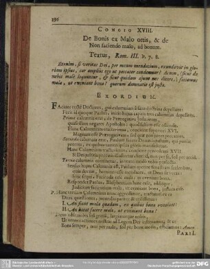 Concio XVIII. De Bonis ex Malo ortis, & de Nona faciendo malo, ad bonum