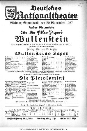 Wallenstein [Wallensteins Lager; Die Piccolomini]