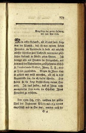 Vorgebirge der guten Hofnung, den 1ten Mai 1788.