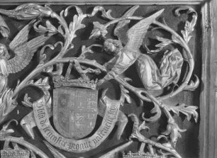 Grabmal der Maria von Burgund (+ 1482) — Rechte Längsseite — Wappenhaltender Engel